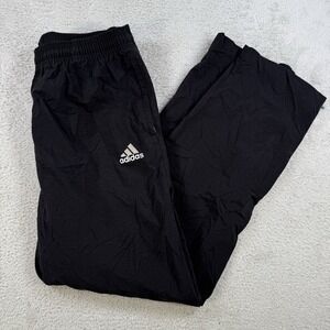 Vintage Adidas Windbreaker Pants Mens Medium Black Nylon Gym Drawstring Active